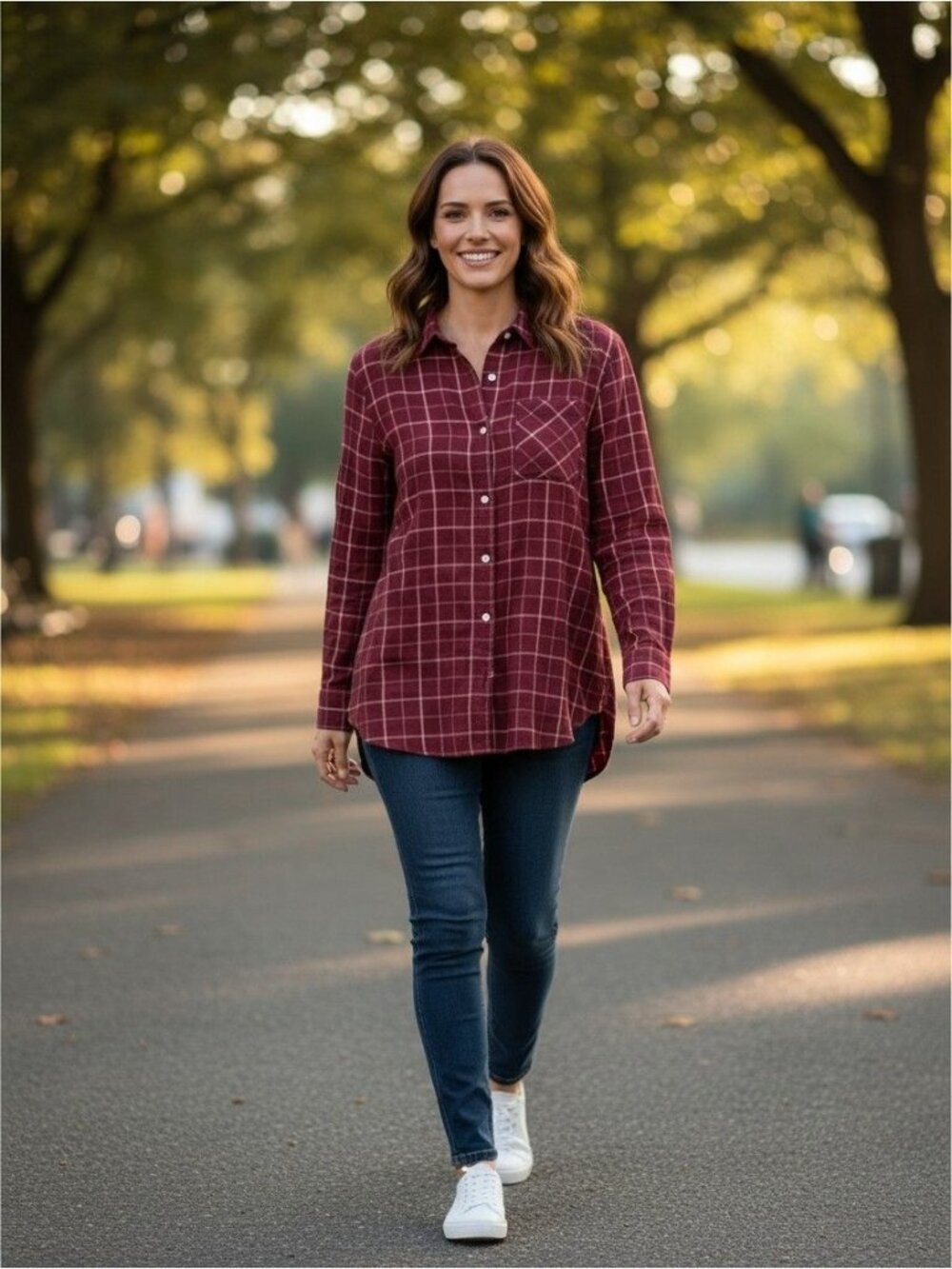Old Navy Womens Burgundy Plaid Button-Down Shirt XL Long Sleeve Rayon